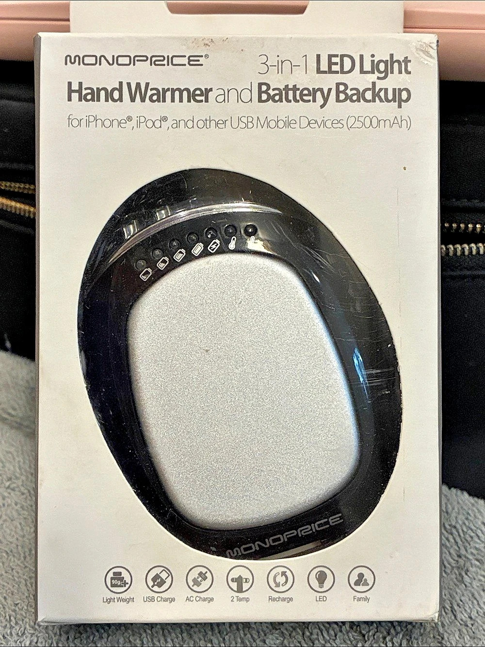 Monoprice 3-in-1 LED Light, Hand Warmer and Battery Backup 2500mAh
